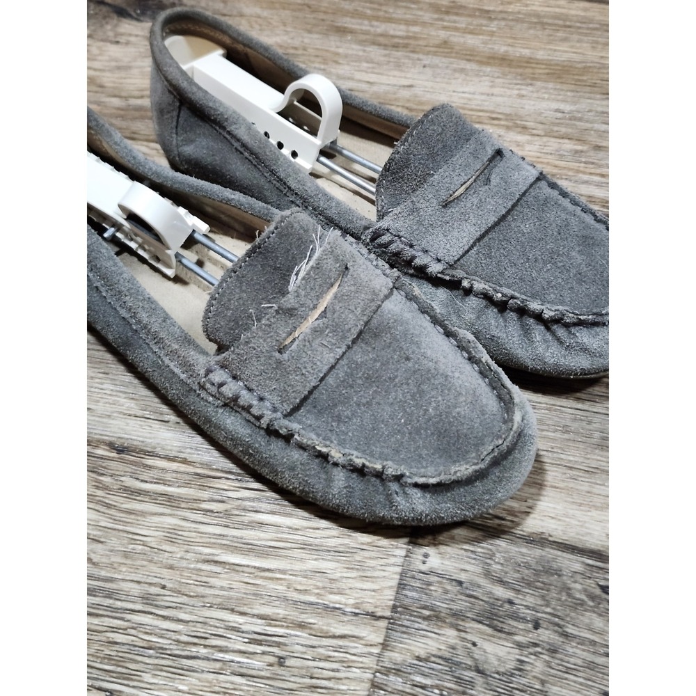 Suede Gray Womens Moccasins - Picture 4 of 8